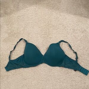 Preowned Natori Elegant Lace Bra dark green 36F